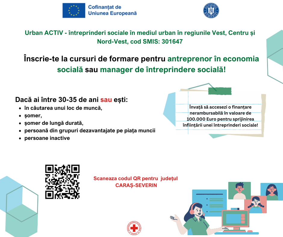 Societatea Națională de Cruce Roșie din România oferă posibilitatea de înscriere la cursuri de formare profesională